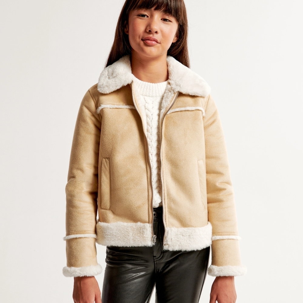 Abercrombie Kids Cream Teddy Jacket